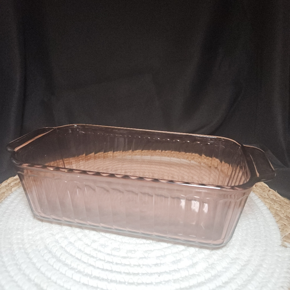 Vintage Pyrex Cranberry Ribbed Loaf Dish
